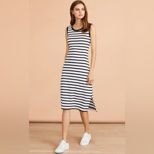 Brooks Brothers Red Fleece Black and White Striped Midi Dress
